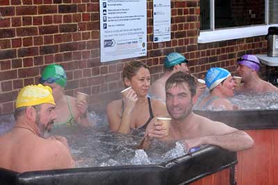 Swimmers at Brockwell Lido London