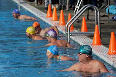 Swimmers at Brockwell Lido London