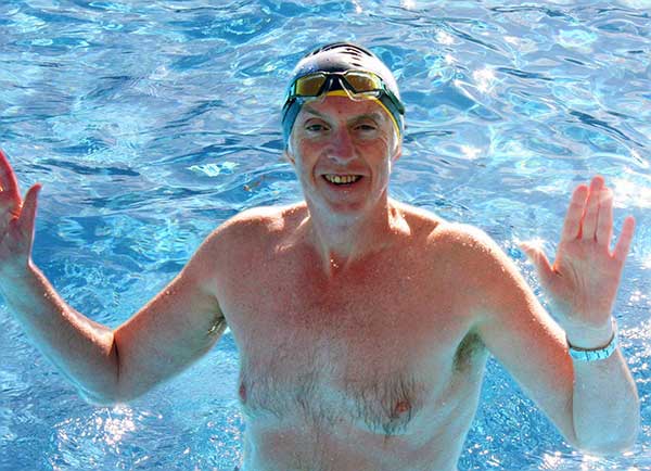 Brockwell Lido Swimmers Michael Keane racing at Tooting Bec Lido