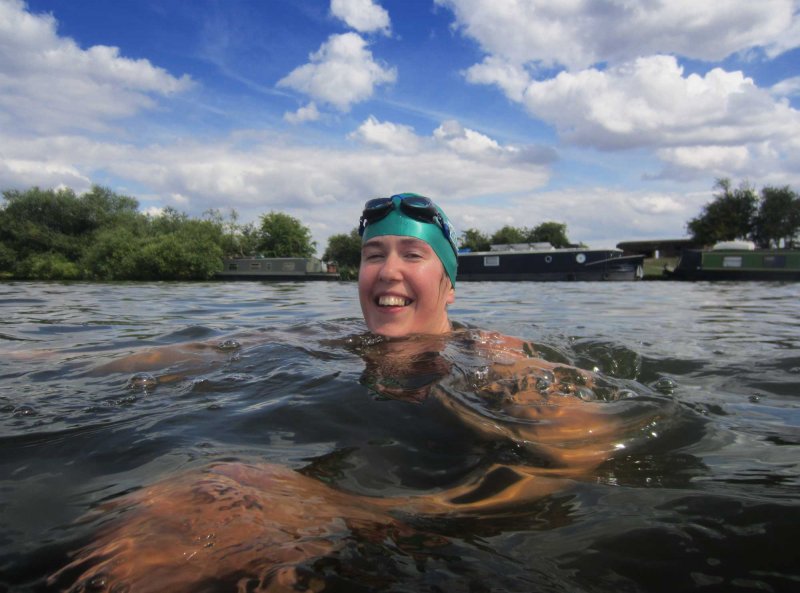 Brockwell lido swimmer takes to the pleasant waters of the Thames.